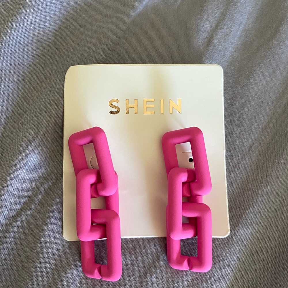 Brand new shein fashion hot pink earrings